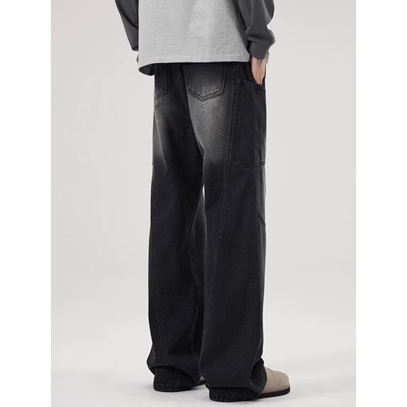 JYL Unisex Cargo Pants American Winter New Pocket Wide-Leg HipHop Street Denim Pants