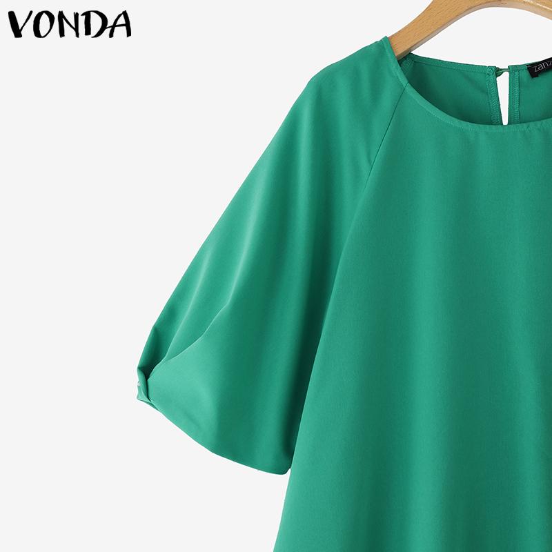 VONDA Elegnat Women Round Neck Batwing Sleeve Baggy Pleated Casual Maxi Dress
