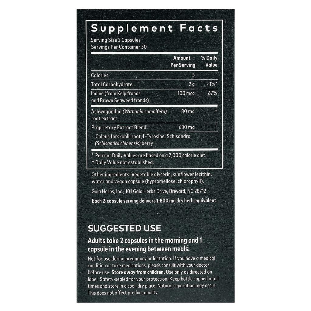 Thyroid Supplement, Herbal Liquid Phyto-Caps 60 Tablets