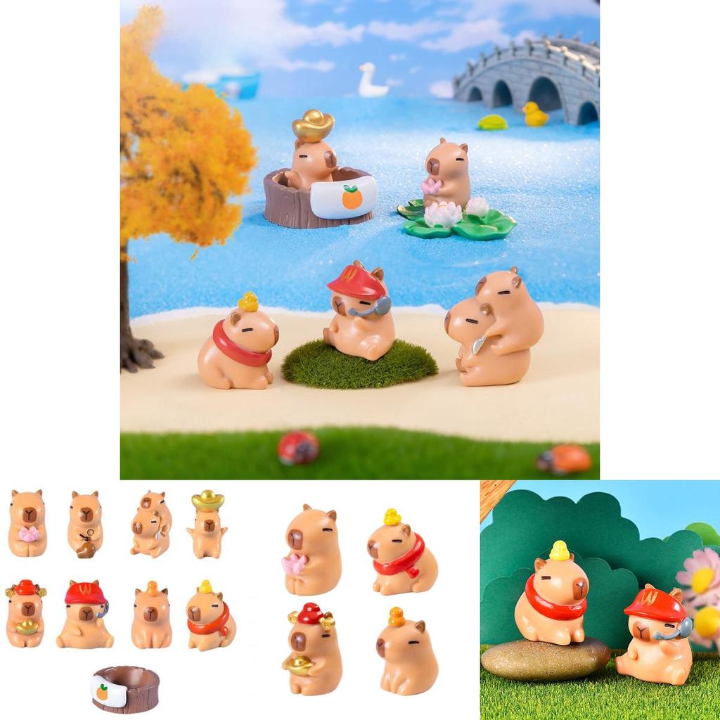 Adorable Capybara Figurine Resin Blind Box Desktop Decor Cartoon Style