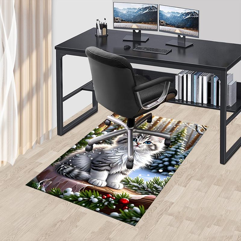 1PC cat snowflake Carpet Ultra Soft, Thick & Absorbent, Non Slip Machine Washable Mat for Entryway