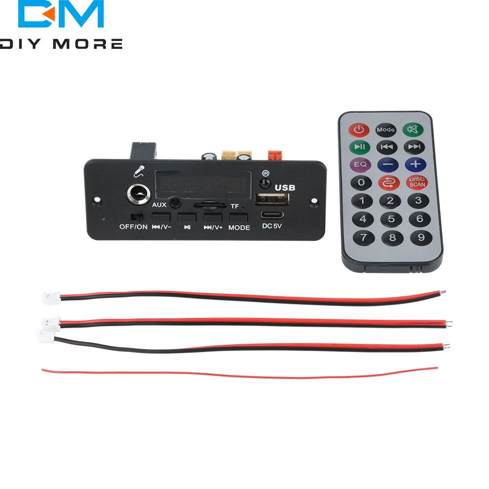 5W+5W Digital Amplifier MP3 Decoder Board DC 5V Bluetooth 5.0 FM Support Microphone Car MP3 Player with Remote Controller