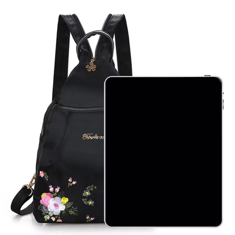 Wasserdichte Oxford Frauen Rucksack Mode Lässig Stickerei Tasche Designer Weibliche Große Kapazität Reise Handtasche Einkaufen Knöpfe