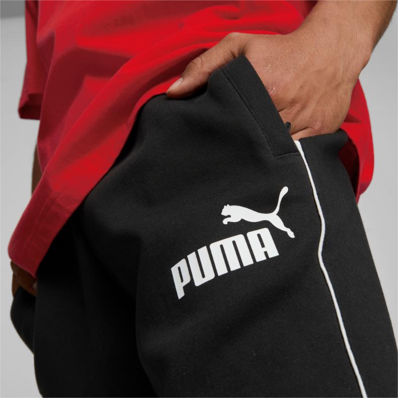 Puma Solid Color Logo Print Elastic Waist Cuffed Sports Casual Pants Men bottoms Black 535820-01