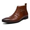 Fashion Fashion Designer Mens Side Zipper Ankle Boots  Classic Pointed Toe Male Chelsea Boots Handmade Leather High Top Shoes Business