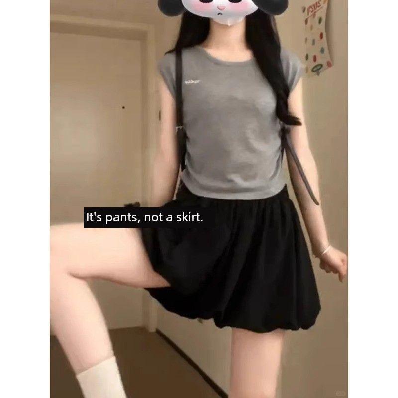 

Юбка-бутон Черные кюлоты Женская летняя 2024 Новое поступление Маленькая Высокая талия Повседневная Прилегающая Короткая юбка Драпировочный эффект Black S Suggested 35.00 kg-45.00 kg