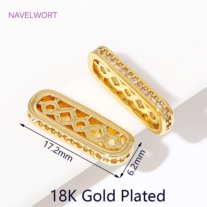 18K Gold Plated Inlaid Zircon Multi Strands Spacer Beads Bar,Bracelets Separators Bar,For Jewelry Making Supplies DIY Findings