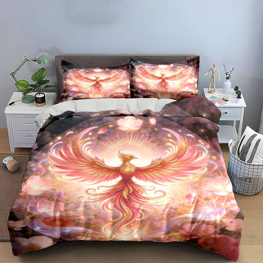 Phoenix Floral Decorative Set Soft Comfortable Duvet Cover Bedding Set Included 1*Duvet Cover & 2*Pillowcases, Gift