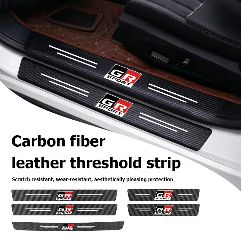 Carbon Fiber Car Door Sill Protector Stickers Auto Accessories For Toyota CHR Land Cruiser RAV4 Camry Fortuner Venza Highlander