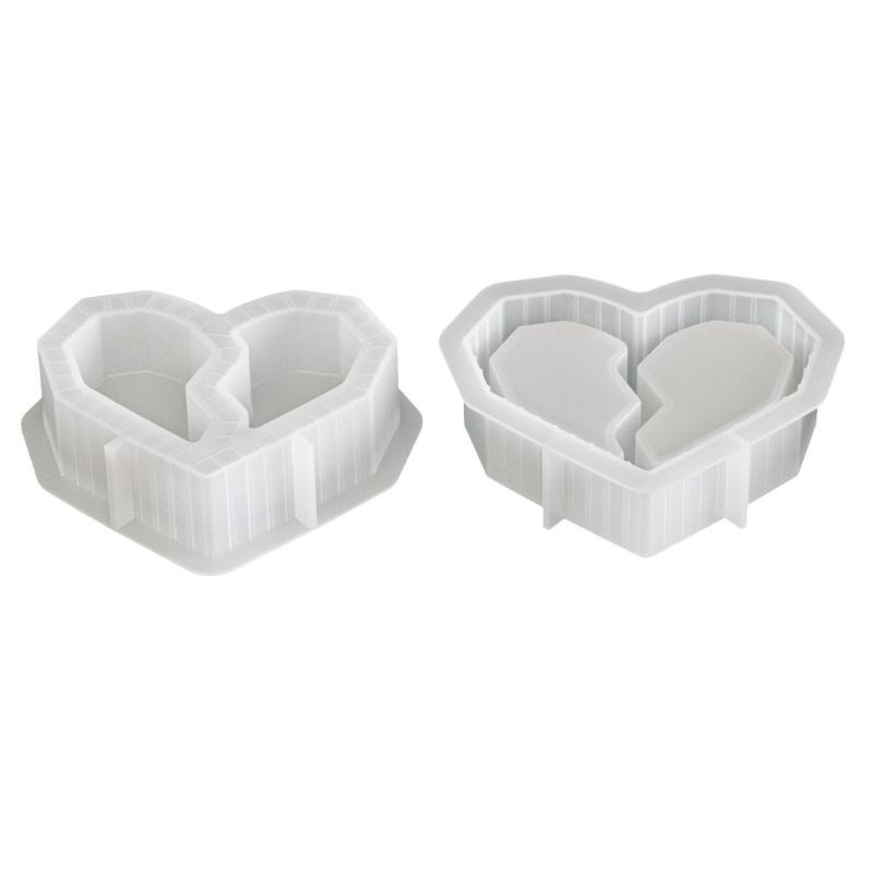 Heart Shape Silicone Mould with Two Compartments for Crafting Candle Resin Art and Plasters for Home Decoration