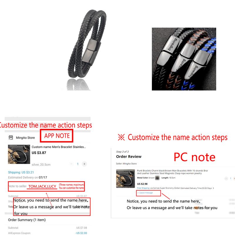 Titanium Steel Bracelet Double Layer Brown Black Leather Braided Rope Man High Quality Stainless Steel Magnetic For Women Gift