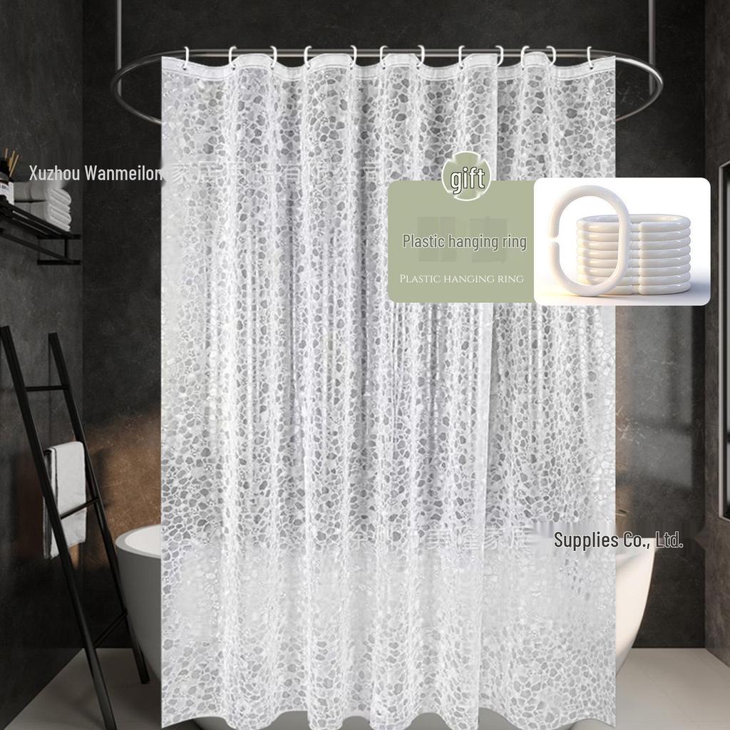 3D Water Cube Waterproof Mildew-Proof Bathroom Shower Curtain with Telescopic Rod