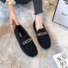 Fashion Crystal Metal Chains lambwool moccasins winter shoes woman warm curly fur flats female furry cotton snow boots shoes big size 43