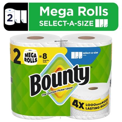 Mega Rolls Select-A-Size Paper Towels Ultra Absorbent Durable Diamond Texture Quickly Picks Up Spills Messes Perfect Home Tasks