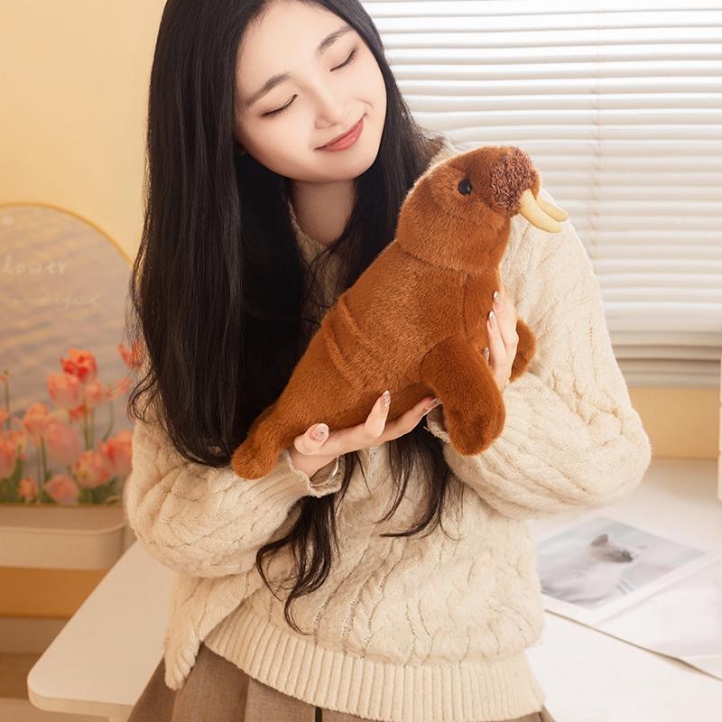 Kawaii mořské plyšové hračky Měkká nadýchaná tulení panenka Roztomilý mrož Stolní mazlíčci Plyšový mrož Kancelářský společník Simulovaný dárek
