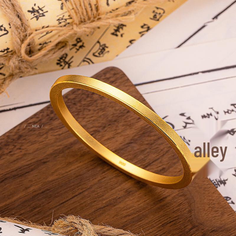 

Матовый браслет-бенгл в форме круга и квадрата с золотым покрытием - Женский браслет под золото, Свадебный ювелирный аксессуар Size 58