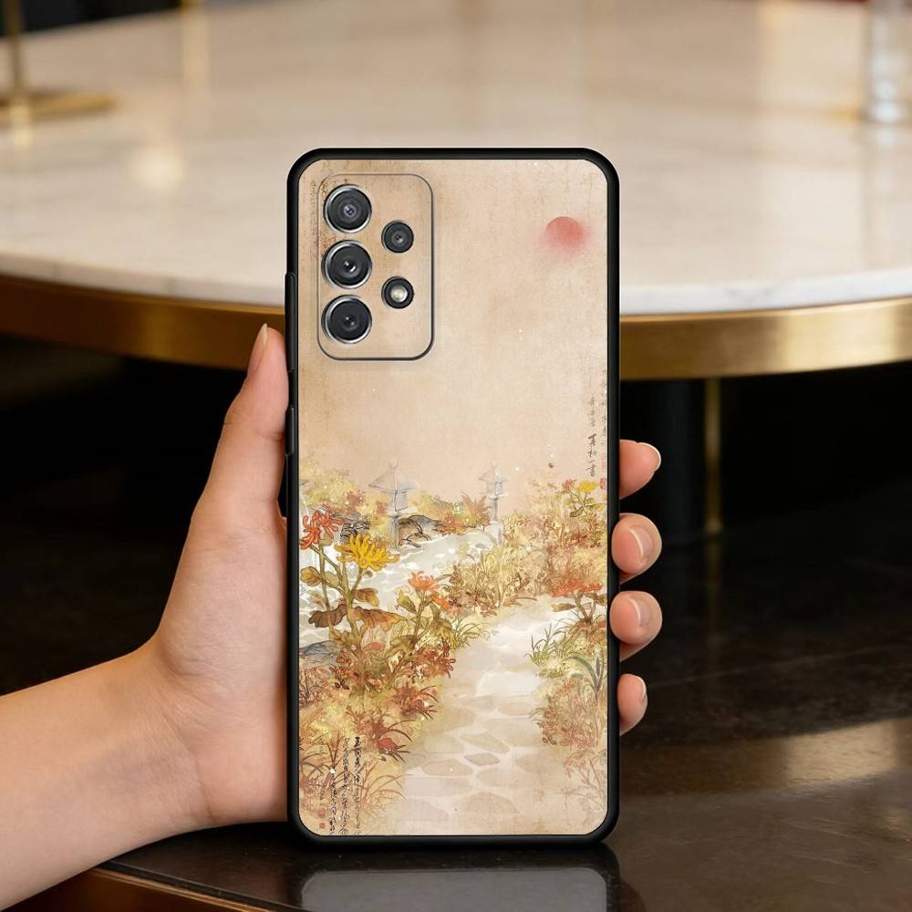 

Чехол для телефона C-китайский S-стиль A-Арт для Samsung Galaxy A73,A72,A71,A70,A53,A52,A51, Мягкий силиконовый черный чехол Samsung a52
