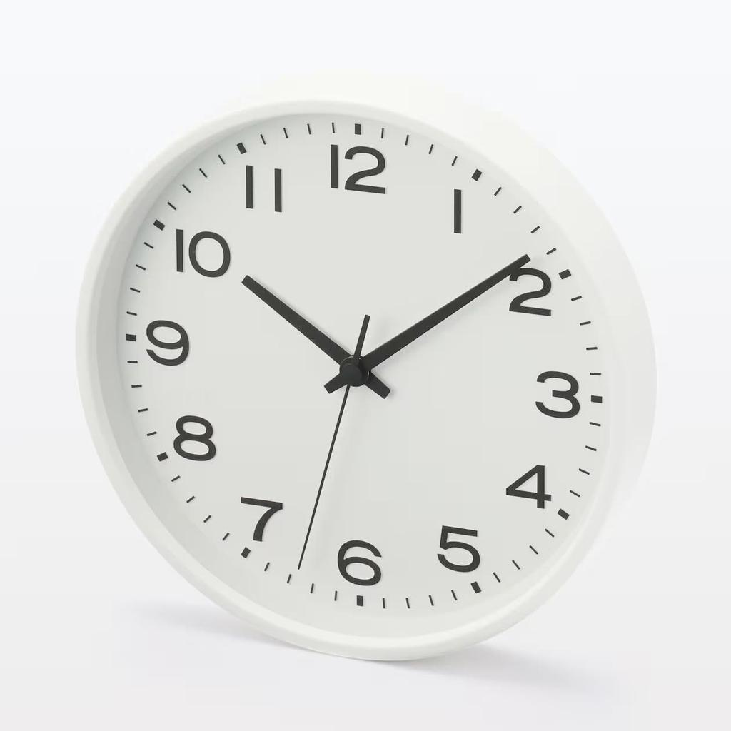 MUJI Analog Clock Large White MJ-ACLW2 - Minimalist Wall Clock, Japan