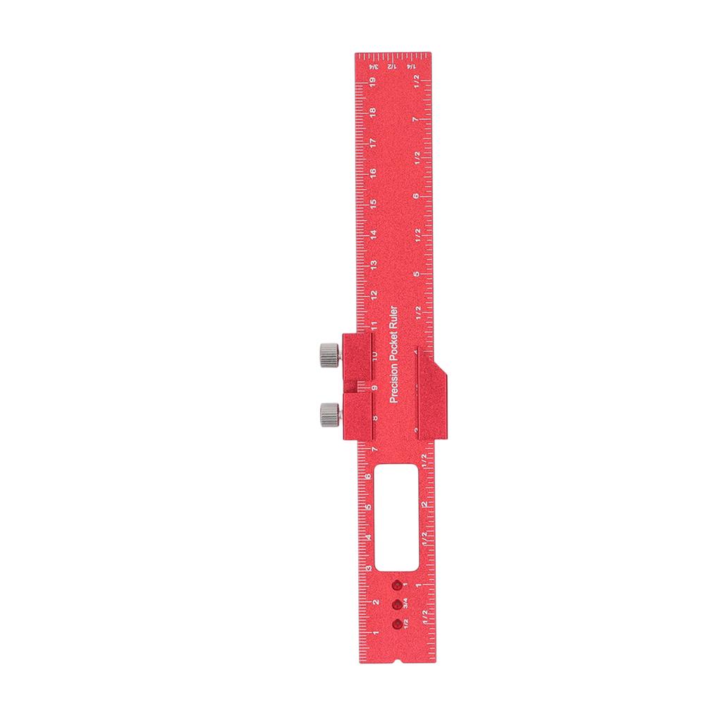 Woodworking Ruler 8 Inch Aluminum Alloy Scribing Measuring Tool with Positioning Sliding Block