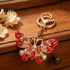 Wear-resistant Keyring Keychain Pendant Sparkling Rhinestones Butterfly Design Key Chain Colorful with Lobster Clasp Backpacks Car Bags Decorative