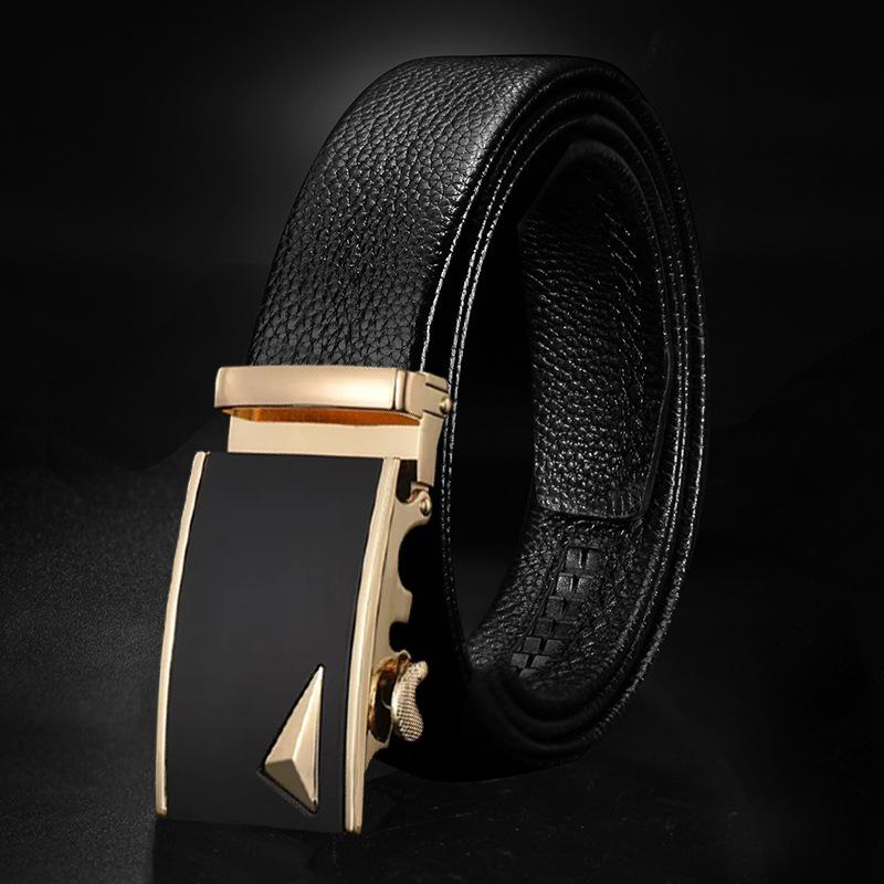 Men's Head Layer Cowhide Belt Automatic Buckle New Trousers Belt Casual Business Versatile Middle Aged and Young Men's Belt