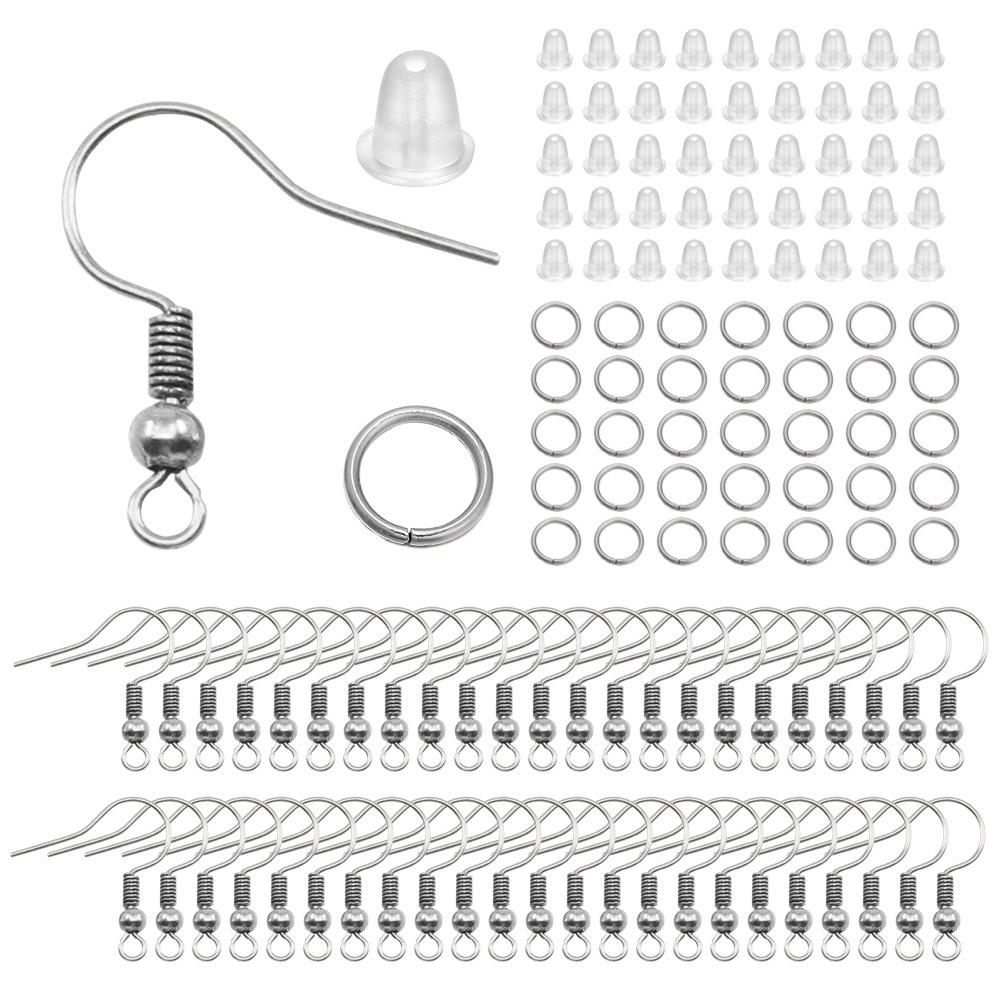 DIY Jewelry Kit: 100-Pc Earring Hooks, Single Loop, Large Hooks, 4mm Earplugs