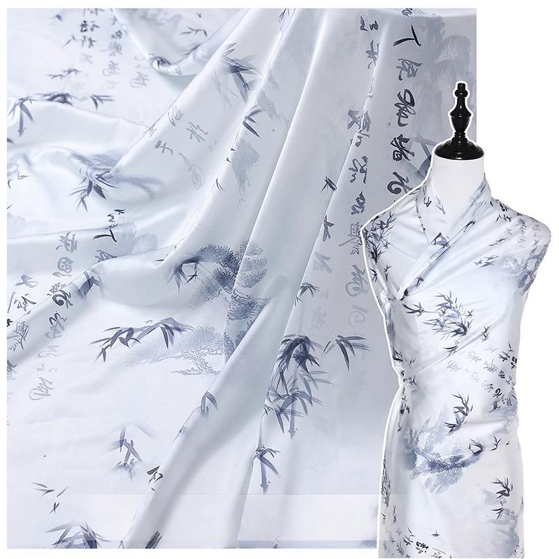 

Ткань с принтом в традиционном китайском стиле 50x150см, микроэластичный сатин для женского винтажного платья ципао, ханьфу, для шитья своими руками Fixed Width 150cm