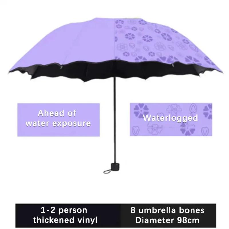 Red Leaf Portable Manual Folding Umbrella Flowering Umbrella In Water Black Glue Coated Light Weight UV Umbrella