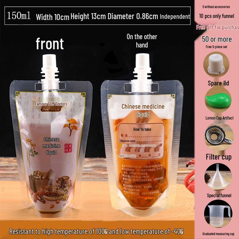 Disposable Transparent Spout Bag for Soy Milk, Chinese Medicine, Soup, or Beverages - Self-Standing and Convenient for Takeaway