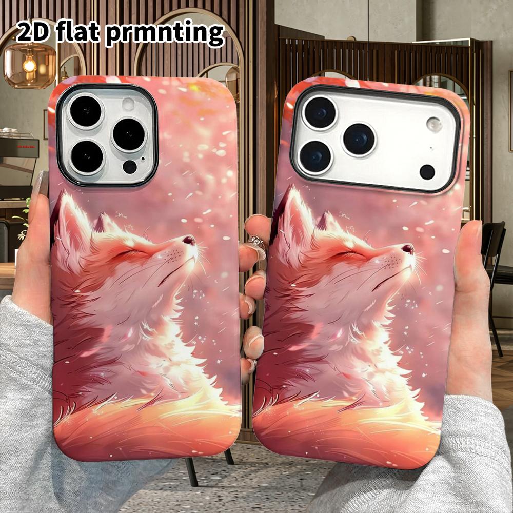 Phone Case: 2D Flat Design Suitable for iPhone 18, 17, 16, 15, 14, 13 Pro Film Protection Case, Couple Style, Beautiful Spirit Fox, Christmas and Hall