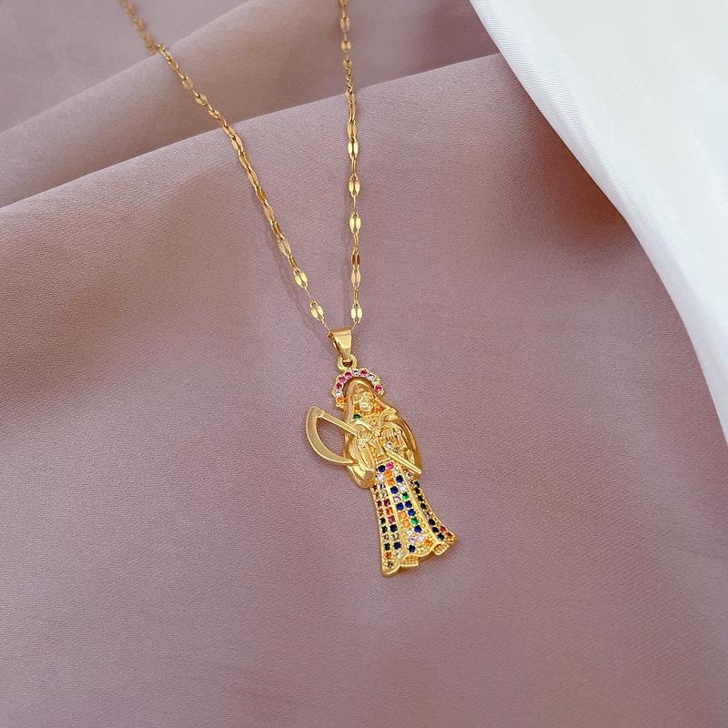 Portrait Temperament Micro-Diamond Necklace Women'S Exquisite Wind Collarbone Chain With Jewelry