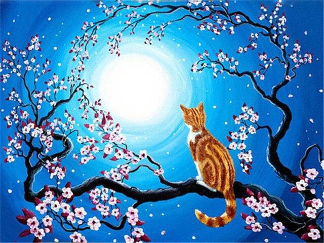 5D Diamond Painting Cat Diamond Embroidery Animal Beaded Embroidery Mosaic Art Picture Of Rhinestones Decor For Home