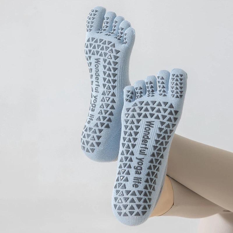 Non Slip Five Toe Yoga Socks For Women Breathable Strapped Pilates Socks Anti-skid Barre Fitness Workout Socks