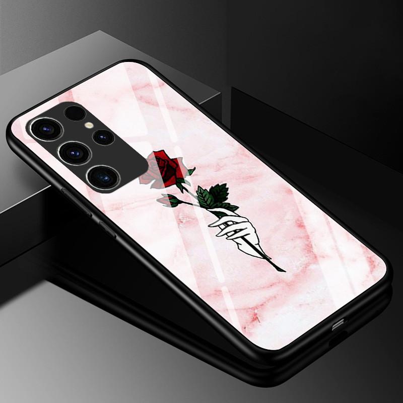 Marble Tempered Glass Phone Case For Samsung Galaxy S23 Ultra 5G Case Fashion Glass Back Cover for Samsung S23 Plus / S23 Ultra