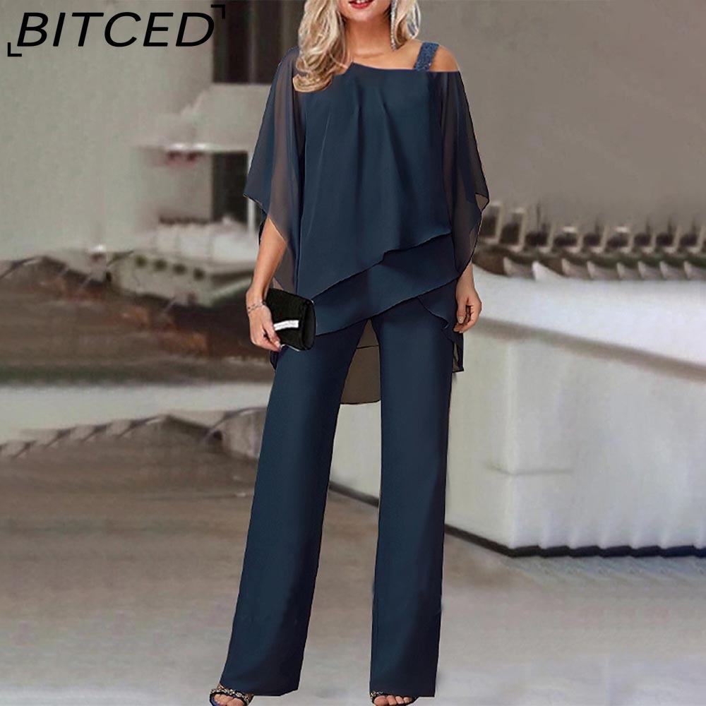 BITCED Dámská móda Jednobarevný Volný Ležérní Nepravidelný Kalhotový Set