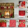 Veselé Vánoce Stromečky Sněhulák Santa Claus Sněhová vločka Sprchové závěsy Koupelnový závěs Frabic Polyester Voděodolný koupelový závěs
