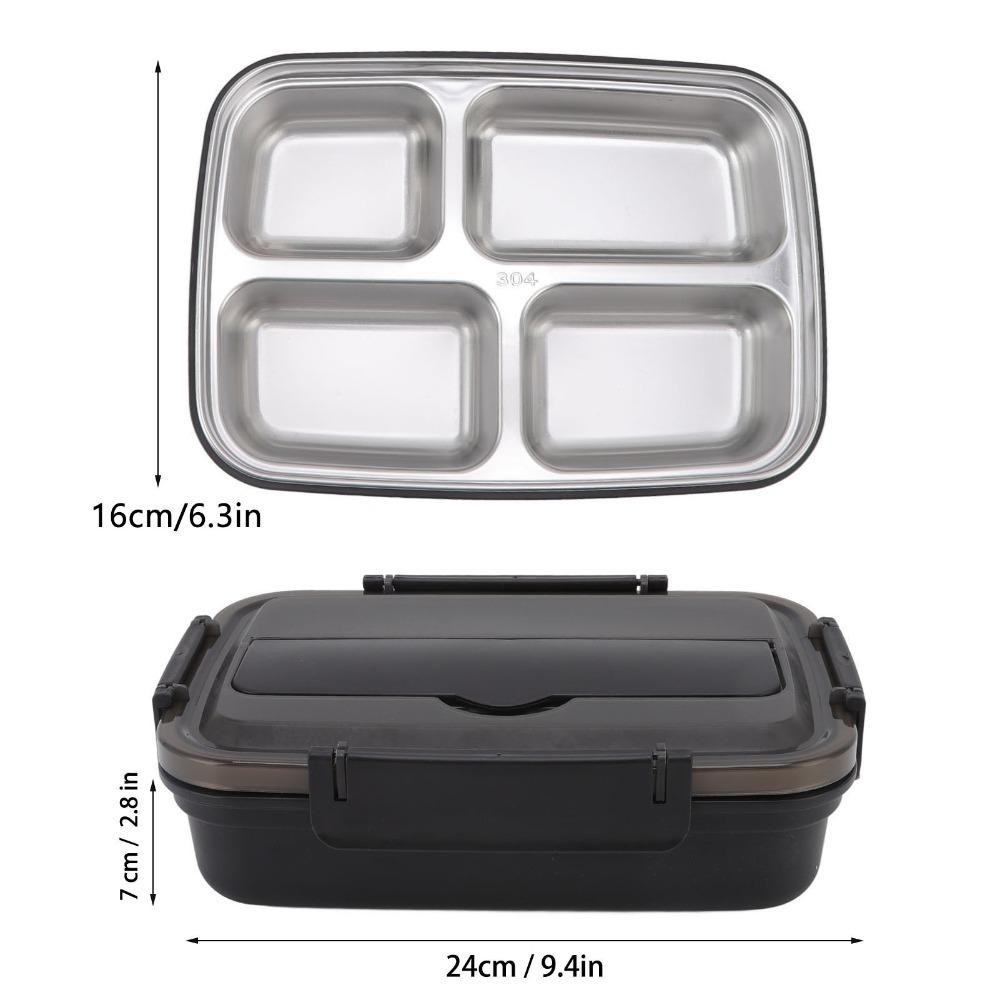 1.4L Insulated Lunch Box 4 Compartment Bento Lunch Box Cute Leakproof Lunch Box  For Camping чёрный