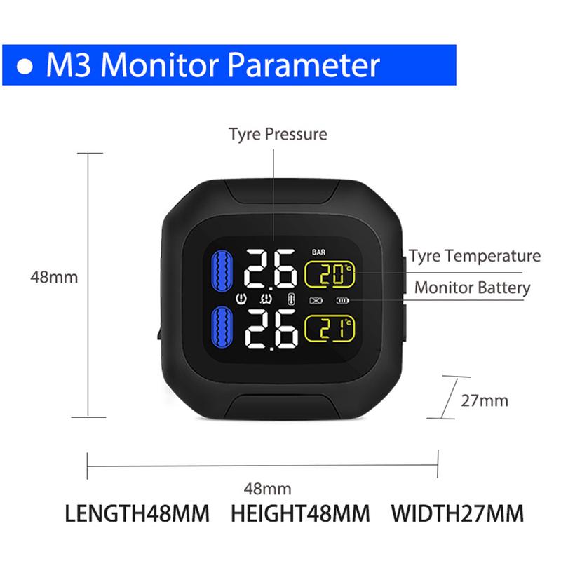 Wireless Motorcycle TPMS Tire Pressure Monitoring System Motor Tyre  Alarm 2  Sensor Tools for BMW for Kawasaki