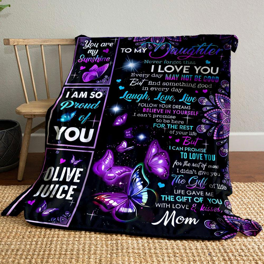 

Butterfly Print Letter Purple bedroom Blanket for Livingroom Couch lunch break Soft throw for Friend s festival Gift 80cm x 120cm