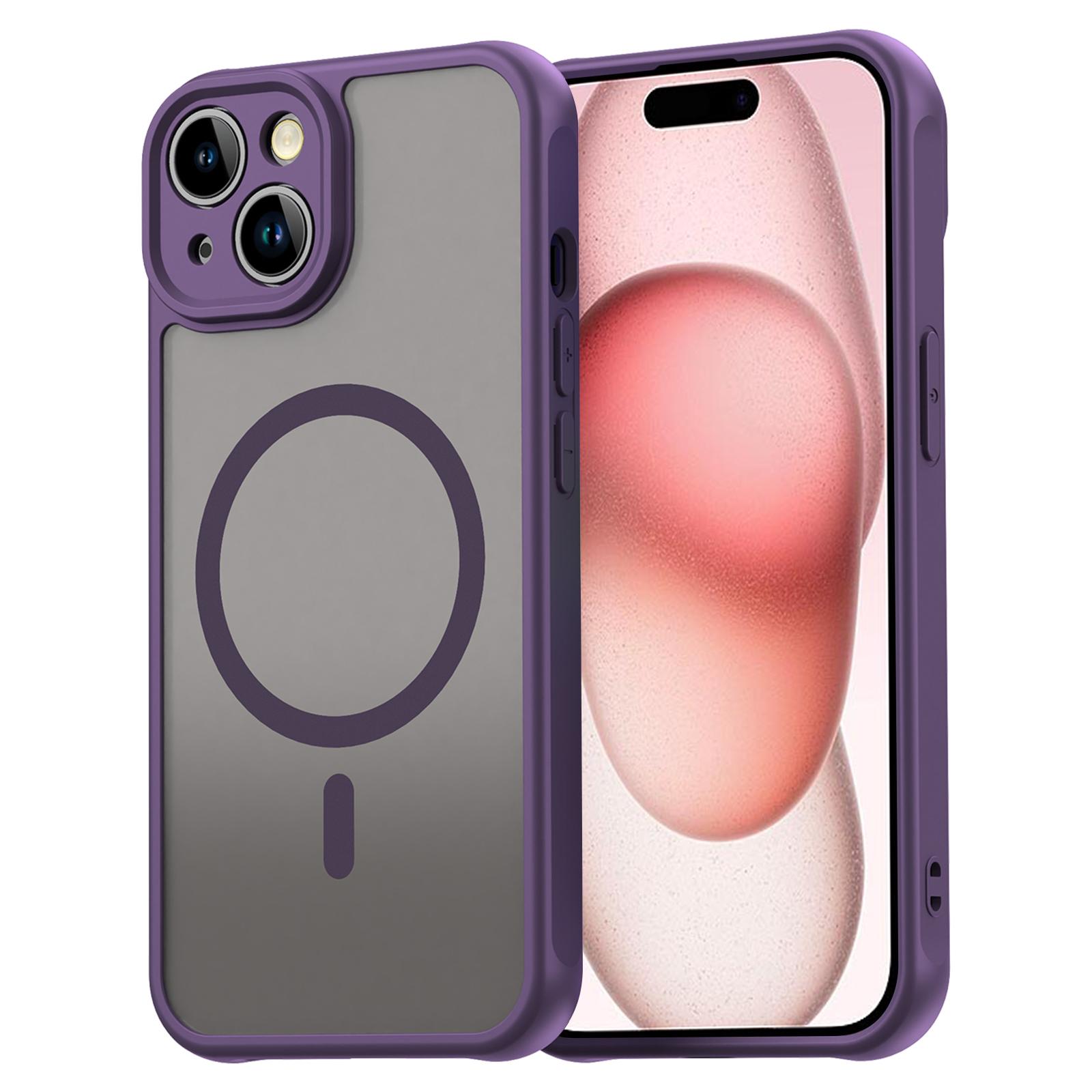 

For iPhone 15 Case Compatible with MagSafe Anti Drop PC+TPU Phone Cover Purple