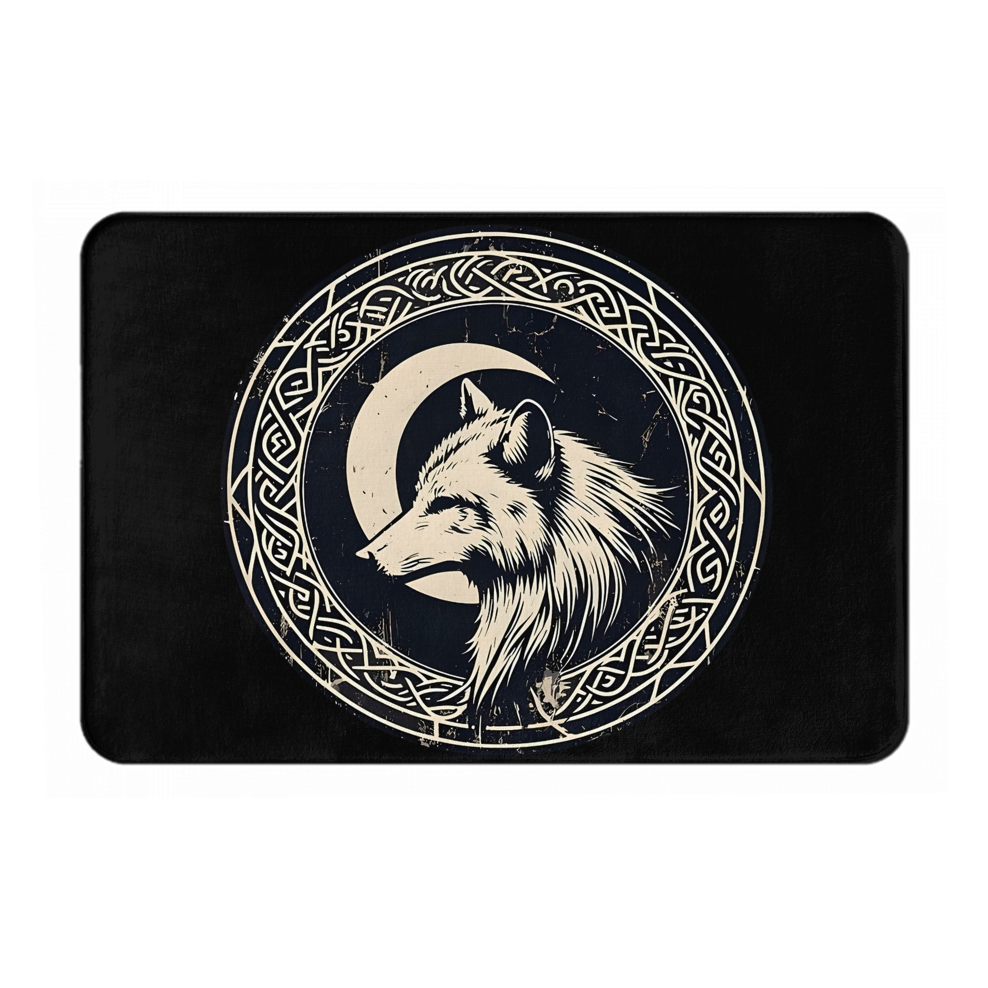 

Wolf and Moon Pattern Doormat Black White Printed Polyester Machine Washable Decorative Entrance Floor Mat 80x50cm 40cm x 60cm