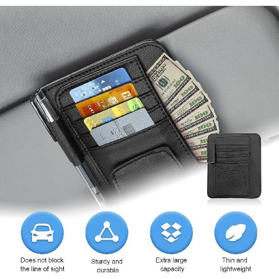 Augeny Car Sun Visor Organizer, Small Auto Visor Organizer And Storage, Registration And Document Holder, Vehicle Accessories For Sunglasses,