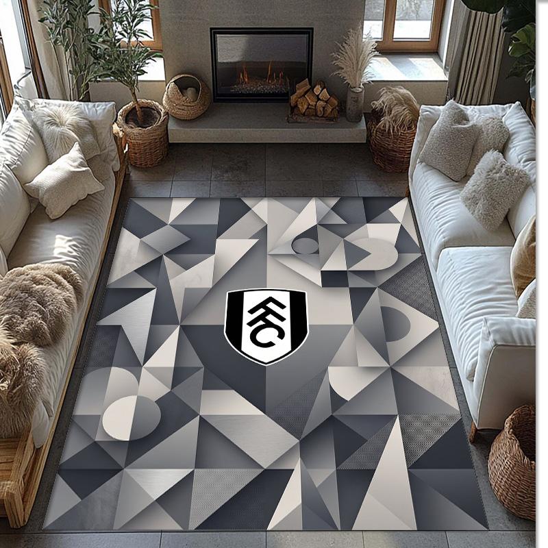 Fulham Football Print Crystal Velvet Rug, Comfortable Water Absorbent Non Slip Indoor Floor Carpet