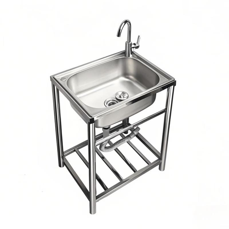 TLXT Stainless Steel Single Basin Sink with Floor Stand