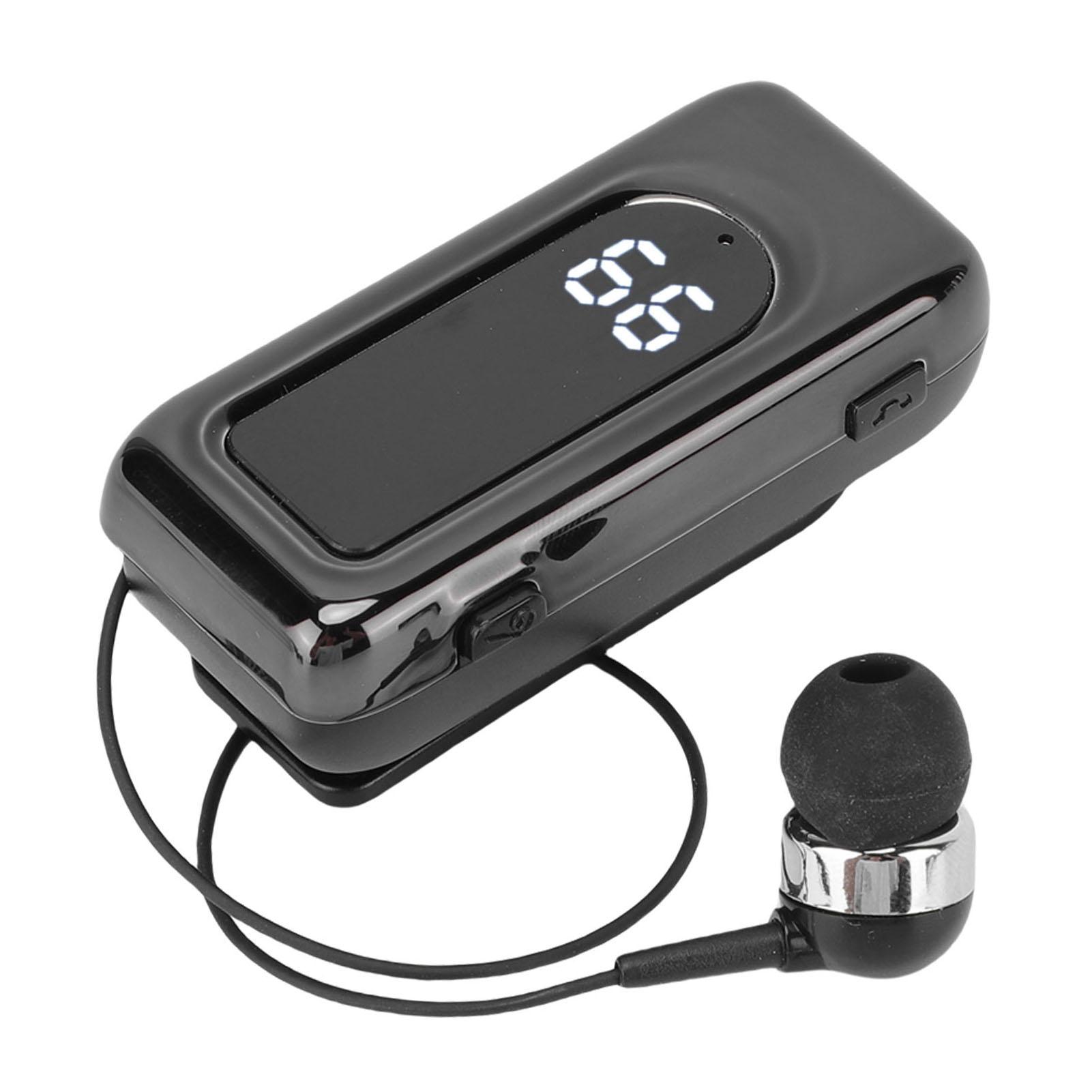 

Retractable Wireless Earphone 5.4 Detachable Battery LED Display Collar Clip Type Stereo Headphone for Drivers Professionals