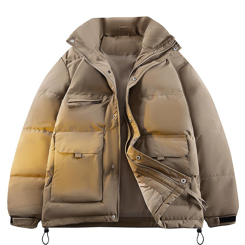 

Зимняя хлопковая куртка, мужская повседневная куртка со стойкой, свободная и толстая хлопковая куртка, теплая и многокарманная хлопковая куртка XXXXXL дубильная кора