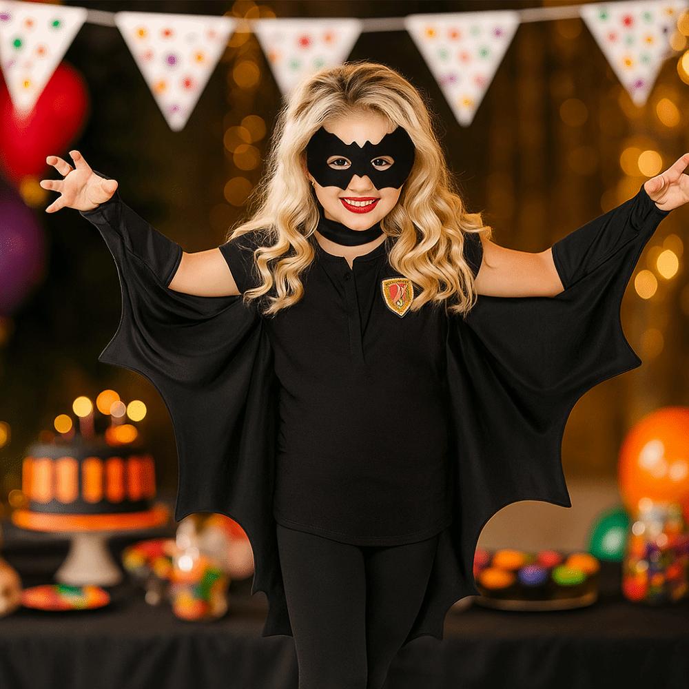 Eye Mask Bat Wing Cape Black Cloak Bat Cosplay Costume Fun Halloween Bat Cloak Set  Dress Up