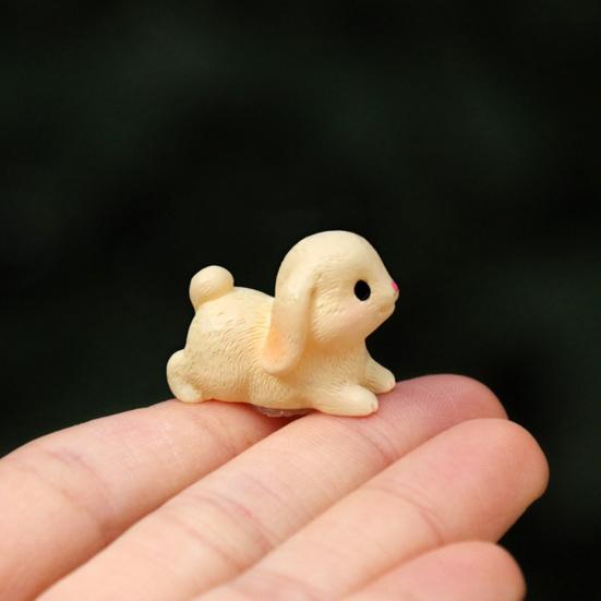 Mini Rabbit Figurine Resin Miniature Sitting Lying Bunny Statue Animal Collectible Sculpture Micro Landscape Dollhouse Decoration