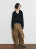HALF DEVIL US Knit V-Neck Collared Cardigan_Black