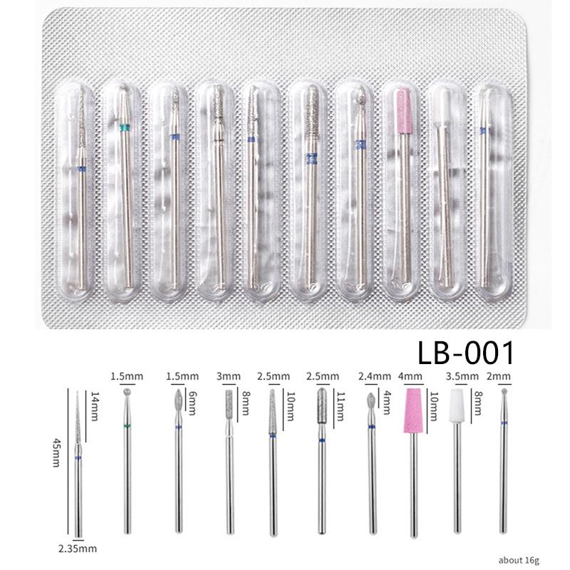 10Pcs Diamond Milling Cutters For Manicure Carbide Nail Drill Bits Kit Tools